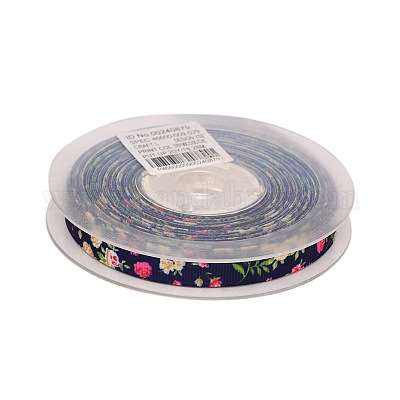Цветочный односторонние печатные полиэстер грогрен ленты SRIB-A011-9mm-240879-1