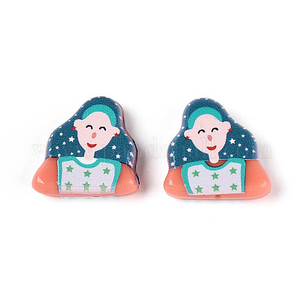 Печатные непрозрачные бусины из смолы&nbsp;RESI-N043-17B-1