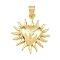 Brass Pendants, Heart Sun, Golden, 26.5x24x4mm, Hole: 5x4.2mm