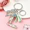 Resin & Acrylic & Faux Suede Tassel Keychain, with Alloy Clasp and Iron Rings, Letter L, 0.9cm