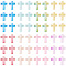 257Pcs Plastic Beads, Cross, Two Tone, with Gold Powder, Mixed Color, 15x12x4.5mm, Hole: 2mm