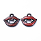 Black Alloy Enamel Pendant, Fangs Mouth For Halloween, Black, 11x13x2mm, Hole: 2mm