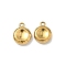 304 Stainless Steel Charms, Flat Round, Real 18K Gold Plated, 12x9.5x3mm, Hole: 1.4mm
