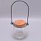 Empty Glass Wishing Bottle, Beads Containers, with Cork Stopper and Iron Handle, Pumpkin, Clear, 8.1x7.8cm