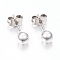 304 Stainless Steel Stud Earrings, Hypoallergenic Earrings, with Ear Nuts, Round, Silver, 15x4mm, Pin: 0.8mm