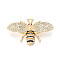 Rack Plating Alloy Rhinestone and Enamel Pendants, Bees Charms, Cadmium Free & Nickel Free & Lead Free, Golden, 34x54x9mm, Hole: 3.5x2.5mm