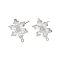 Flower Brass Micro Pave Clear Cubic Zirconia Stud Earring Findings, Lead Free & Cadmium Free & Nickel Free, with Loop, Platinum, 18x14mm, Hole: 1mm, Pin: 11.5x0.9mm