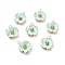 Alloy Enamel Pendants, Hibiscus Flower, Light Gold, Aquamarine, 23x19.5x6mm, Hole: 2mm