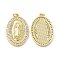 Brass Micro Pave Cubic Zirconia Pendants, Cadmium Free & Nickel Free & Lead Free, with Jump Ring, Oval with Religion Virgin Mary Charms, Golden, 31.5x21x3mm, Hole: 3.3mm