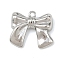 Brass Charms, Bowknot, Cadmium Free & Nickel Free & Lead Free, Platinum, 12x14x4mm, Hole: 1.2mm