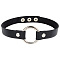 1Pc Punk Rock Style Leather Necklaces, with Alloy Rings, Platinum, Black, 15.4 inch