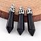 Bullet Synthetic Blue Goldstone Pointed Pendants, with Platinum Tone Alloy Findings, 33~40x8~10mm, Hole: 3x2mm