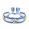 Evil Eye Adjustable Polyester & Alloy & Resin Enamel & Rhinestone Slider Bracelets, Macrame Bracelets for Women, with Tassels, White, 5.91~9.45 inch(15~24cm)