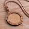 Wood Pendant Cabochon Settings, Flat Round, Coconut Brown, 30mm
