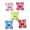 Spray Painted Zinc Alloy Slide Charms,with Crystal Rhinestone, Letter Slide Charms, Mixed Color, Letter.H, 11.5~13mm