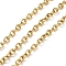 304 Stainless Steel Rolo Chains, Unwelded, with Spool, Ion Plating(IP), Real 18K Gold Plated, 5x4x1mm, about 32.81 Feet(10m)/Roll