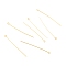 Brass Eye Pins, Real 18K Gold Plated, 51x3x0.7mm, Hole: 1.5mm