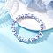 Handmade Flower Printed Porcelain Ceramic Round Beads Stretch Bracelets for Unisex, Royal Blue, Inner Diameter: 2-1/8 inch(5.4cm)