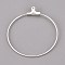 304 Stainless Steel Pendants, Hoop Earring Findings, Ring, Silver, 39x36x1.5mm, 21 Gauge, Hole: 1mm, Inner Size: 34mm, Pin: 0.7mm