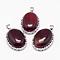 Natural Carnelian Pendants, with Brass Findings, Oval, Dyed, Platinum, 30x21x10~11mm, Hole: 6x4mm