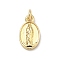Religion Brass Pendants, Oval with Saint Jude Charms, Long-Lasting Plated, Cadmium Free & Lead Free, Real 18K Gold Plated, 14x8x2.5mm, Jump Ring: 5x1mm, Inner Diameter: 3mm