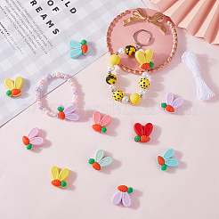 28 шт. кроличьи уши с морковными бусинами из экологически чистого пищевого силикона с 5 ярдами нейлоновой нити&nbsp;SIL-SC0002-46