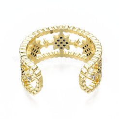 Открытое кольцо-манжета со звездой из кубического циркония&nbsp;RJEW-N037-006B