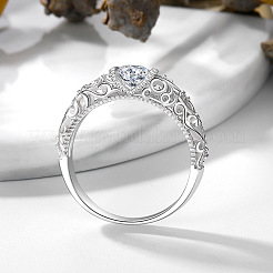 Плоские круглые латунные кольца с микропаве и прозрачным фианитом на палец&nbsp;FS-WG5A4EB-02