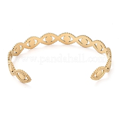 Браслет-манжета из полой нержавеющей стали 304 в форме конского глаза для женщин&nbsp;BJEW-D061-05G