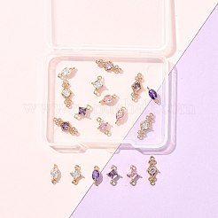 18 шт. 9 стиля латунных паве прозрачных стеклянных звеньев/соединителей&nbsp;GLAA-FS0002-35