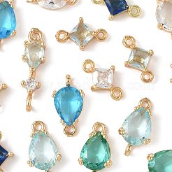 18 шт. 9 стиля латунных паве прозрачных стеклянных звеньев/соединителей&nbsp;GLAA-FS0002-34