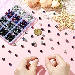 300 шт. 4-х цветные стеклянные круглые бусины&nbsp;DGLA-YW0001-52