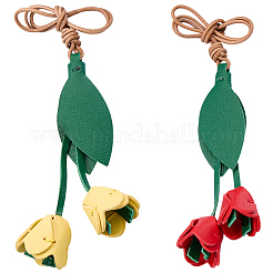 2 шт. 2-х цветное украшение для ключей из искусственной кожи с цветком&nbsp;FIND-GF0008-35
