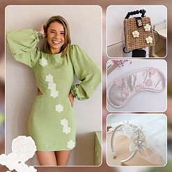 Отделка кружевом из органзы и бусинами из искусственного жемчуга&nbsp;OCOR-WH0085-53B