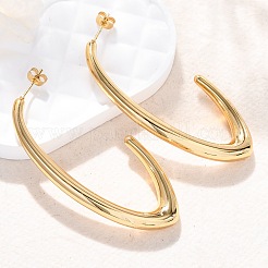 Серьги-гвоздики из нержавеющей стали 304 в форме буквы J&nbsp;LS-EJEW-A125-19G