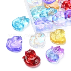 30 шт. 6 цвета прозрачные стеклянные подвески с распылительной росписью&nbsp;GLAA-FS0001-28