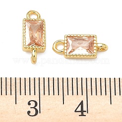 Прямоугольные подвески-коннекторы из латуни с инкрустацией кубическим цирконием&nbsp;KK-P348-10G-04