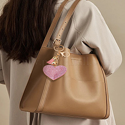 1 шт. подвеска в виде сердца из ткани со стразами&nbsp;HJEW-LP0001-81A