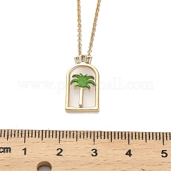 Арка с кокосовой пальмой латунные эмалевые подвески ожерелья&nbsp;LS-NJEW-H051-03G