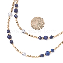 Круглые ожерелья из натуральных бусин лазурита и синтетического говлита&nbsp;NJEW-JN05907-02