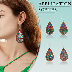 2 пара двухцветных акриловых сережек-подвесок для женщин&nbsp;EJEW-TA0001-53B