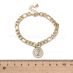 304 нержавеющая сталь плоские круглые браслеты с подвесками для девочек&nbsp;BJEW-A036-13G-01