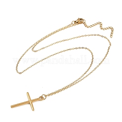 304 нержавеющая сталь крест кулон 3 слой ожерелья для женщин&nbsp;LS-NJEW-F343-02G