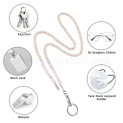 Визитница из натурального розового кварца и деревянных бусин&nbsp;HJEW-SW00016-02