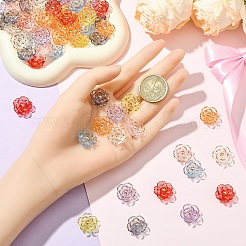 80 шт. 9-х цветные прозрачные акриловые бусины цвета камелии&nbsp;RESI-YW0004-81