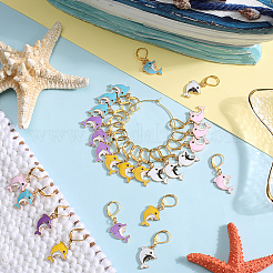 Подвески из эмали из сплава дельфинов&nbsp;HJEW-SC00053