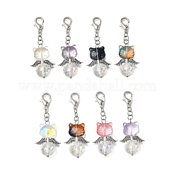 8 шт. стеклянные подвесные украшения в форме кошки&nbsp;HJEW-JM04088