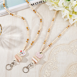 Выдвижная катушка для значков из дерева и силикона с цепями&nbsp;HJEW-SC00157