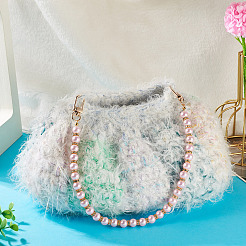 Круглые пластиковые бусины-имитаторы жемчуга цепочки-удлинители для сумок HJEW-TAC0083