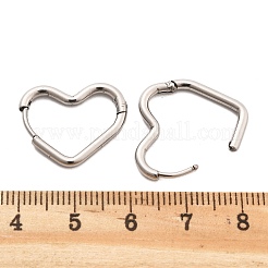 201 серьги-кольца в форме сердца из нержавеющей стали&nbsp;EJEW-V001-01P